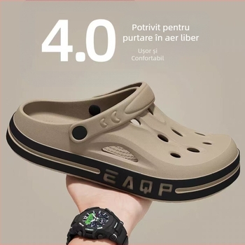 Papuci bărbați tip clog pentru exterior și uz casnic, cu talpă groasă, moderne și versatile, papuci de plajă cu senzație de pas moale