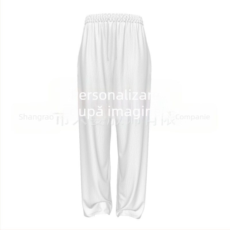 Pantaloni casual bărbați, croială dreaptă, șnur în talie, imprimeu granular, stil casual vintage