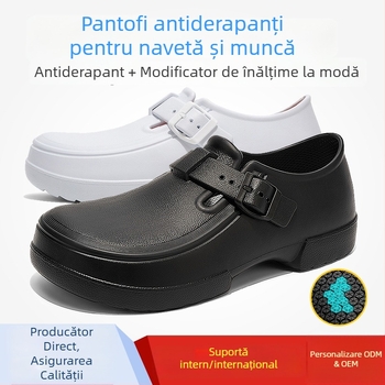 Pantofi de bucătărie unisex, anti-derapante și rezistenți la ulei, respirabili, pentru personal din catering; confort la stat îndelungat; crește înălțimea; personalizabili.