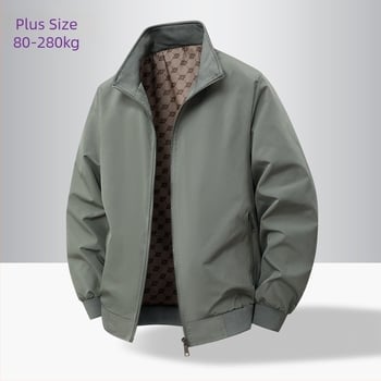 Jachetă bărbătească 8XL, pentru primăvară–toamnă, cu guler înalt, croială lejeră, fermoar, multe buzunare, stil coreean