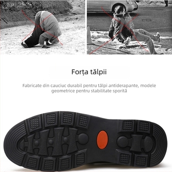 Ghete Martin pentru bărbați din piele naturală de înaltă calitate, căptușite cu fleece cald, talpă antiderapantă și impermeabile, pentru iarnă