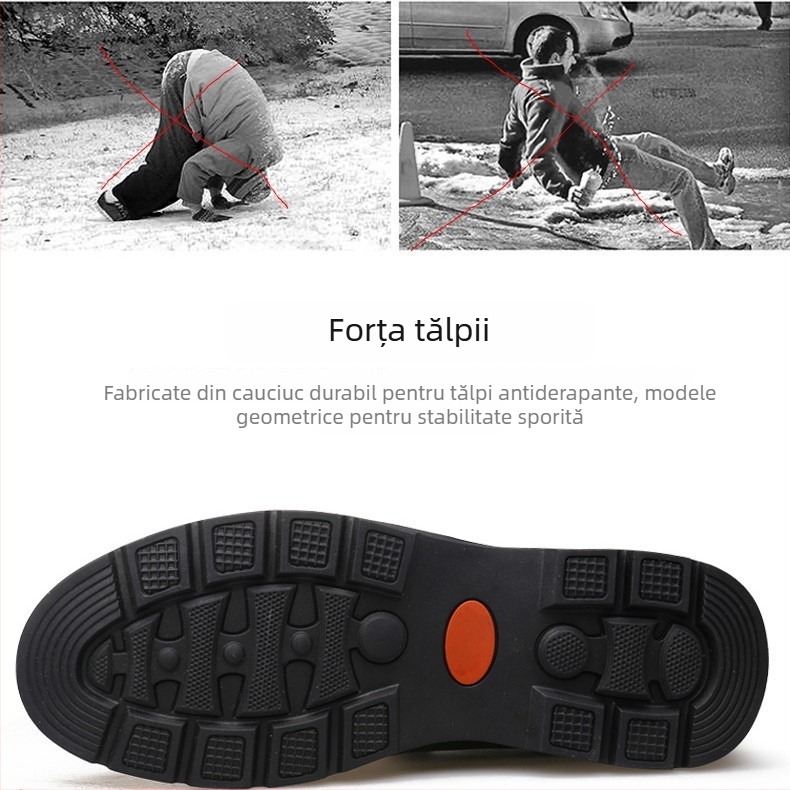 Ghete Martin pentru bărbați din piele naturală de înaltă calitate, căptușite cu fleece cald, talpă antiderapantă și impermeabile, pentru iarnă
