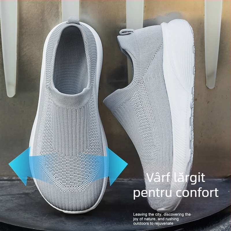 Pantofi de mers pentru bărbați, ușori, slip-on, 4E lat, pantofi tip șosetă