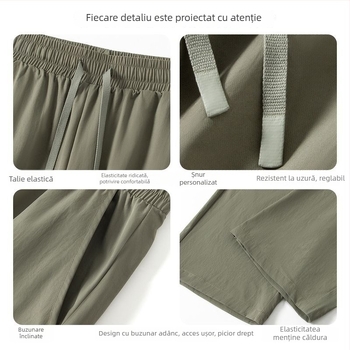 Pantaloni tactici pentru bărbați cu buzunare mari, ușori, impermeabili și rezistenți la vânt pentru drumeții, camping și călătorii