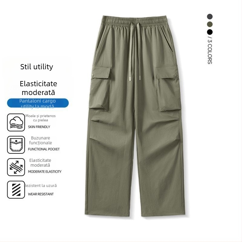 Pantaloni tactici pentru bărbați cu buzunare mari, ușori, impermeabili și rezistenți la vânt pentru drumeții, camping și călătorii