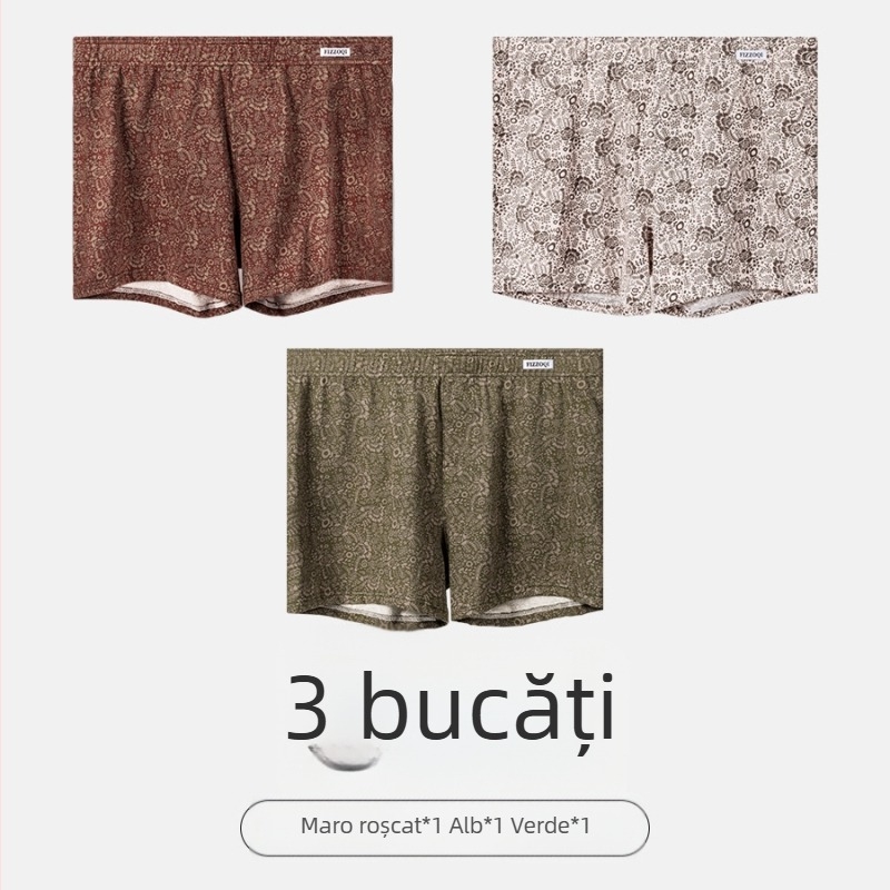 Boxeri bărbați cu talie înaltă, imprimeu floral roz, bumbac, respirabili, prietenoși cu pielea
