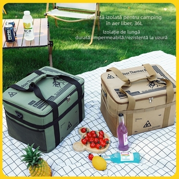 Geantă termoizolantă cu capacitate mare pentru camping, curea crossbody, impermeabilă, geantă pentru prânz
