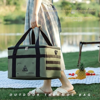 Geantă termoizolantă cu capacitate mare pentru camping, curea crossbody, impermeabilă, geantă pentru prânz