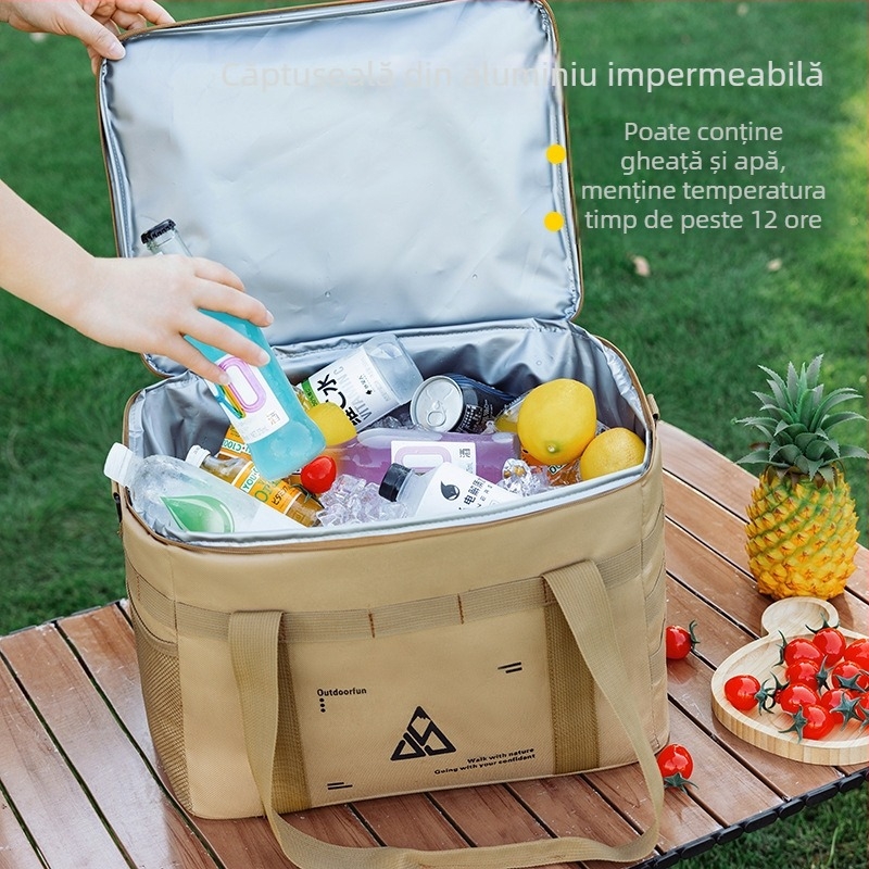 Geantă termoizolantă cu capacitate mare pentru camping, curea crossbody, impermeabilă, geantă pentru prânz