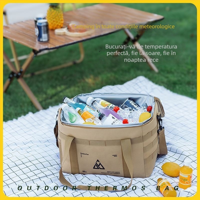 Geantă termoizolantă cu capacitate mare pentru camping, curea crossbody, impermeabilă, geantă pentru prânz