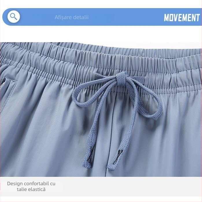 Pantaloni bărbați trei sferturi, uscare rapidă, croială lejeră, plus size, vară, material ice silk