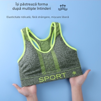 Sutien sport feminin fără sârmă, spate racerback, top de yoga din nylon, respirabil