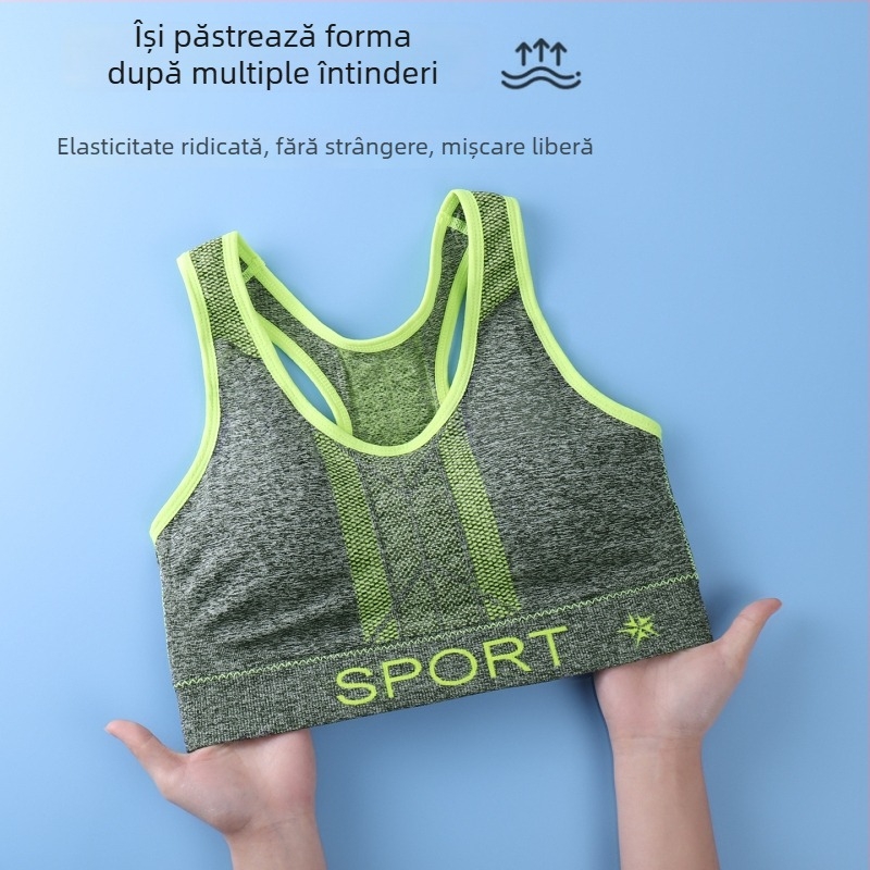 Sutien sport feminin fără sârmă, spate racerback, top de yoga din nylon, respirabil