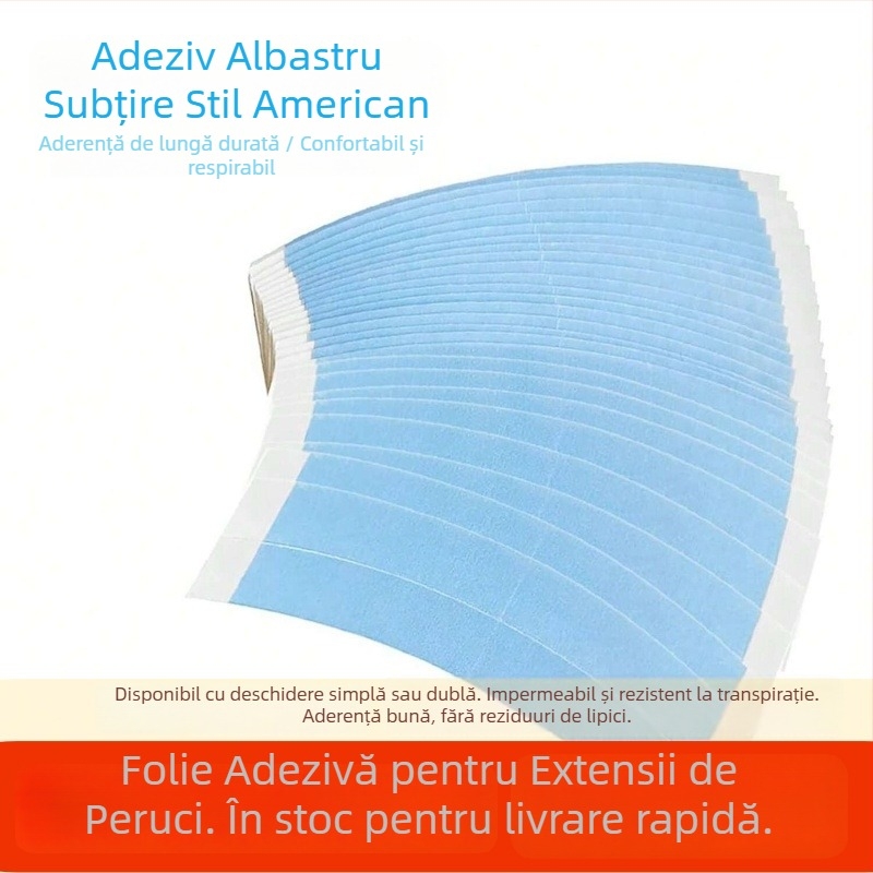 Bandă PU albastră, dublu față pentru peruci, adeziv pentru bază din plasă, impermeabilă și rezistentă la transpirație
