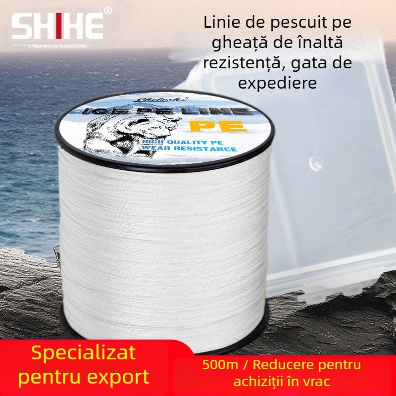 Shihe PE linie principală de pescuit, înaltă rezistență pentru pescuit pe gheață în timpul iernii, 500 m, anti-mușcătură