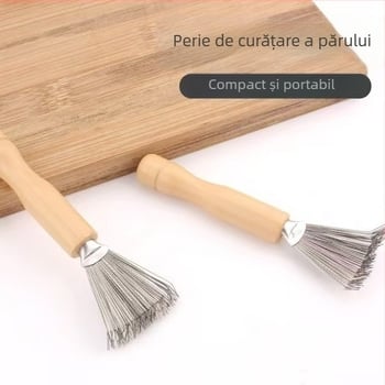 Pieptene din lemn pentru curățarea părului cu pernă de aer și perie de curățare