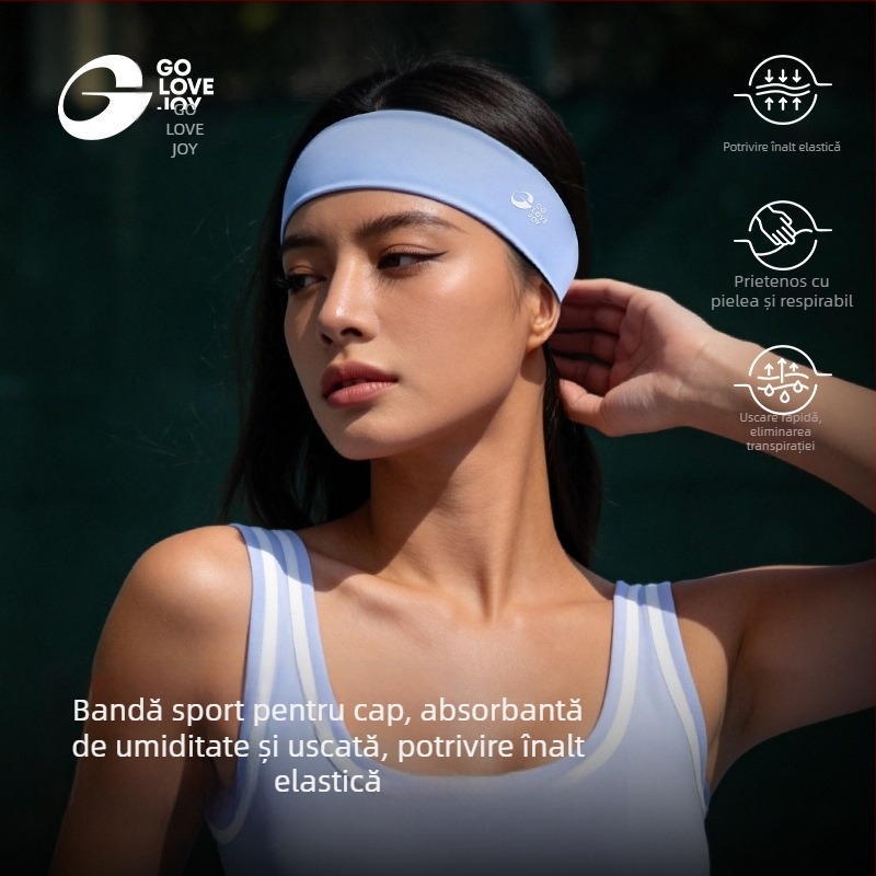 Gaolejie bandă de păr sport, unisex, absorbantă la transpirație, uscare rapidă, pentru alergare, yoga și tenis, cu elasticitate înaltă