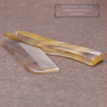 Pieptene din corn de bou, pliabil, pentru călătorii, portabil, mic, masaj și machiaj, 15–20 cm
