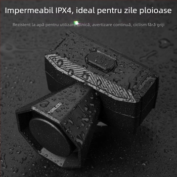 Tosuod Claxon de bicicletă reîncărcabil, negru, impermeabil, pentru bicicletă de drum, cu design creativ