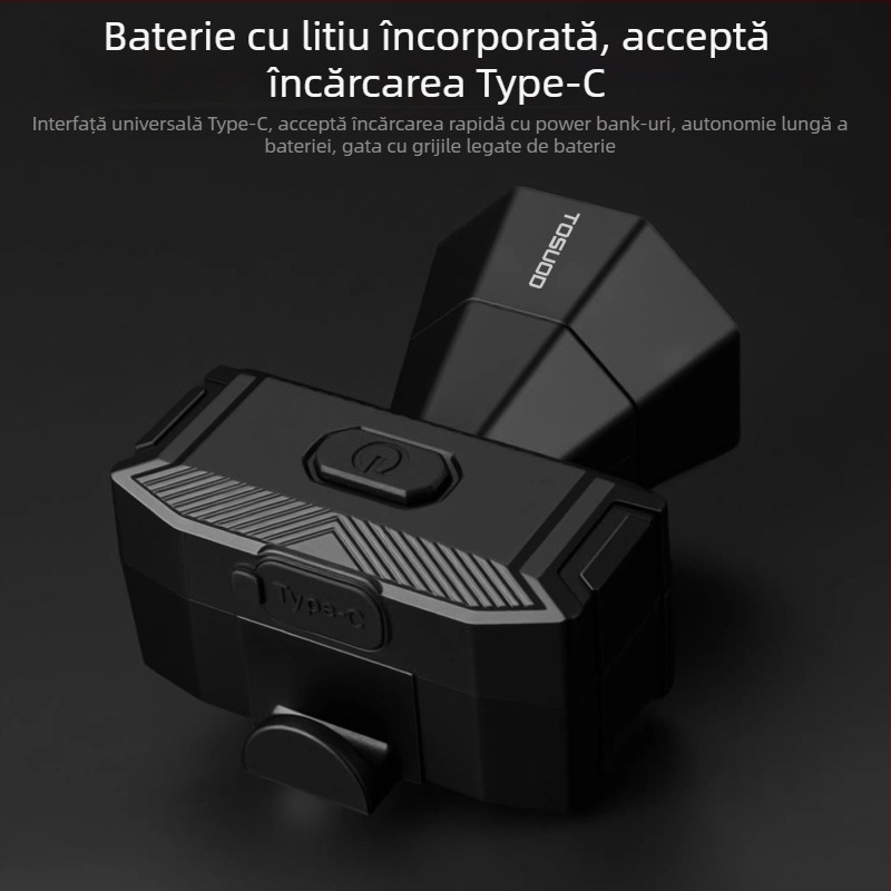 Tosuod Claxon de bicicletă reîncărcabil, negru, impermeabil, pentru bicicletă de drum, cu design creativ