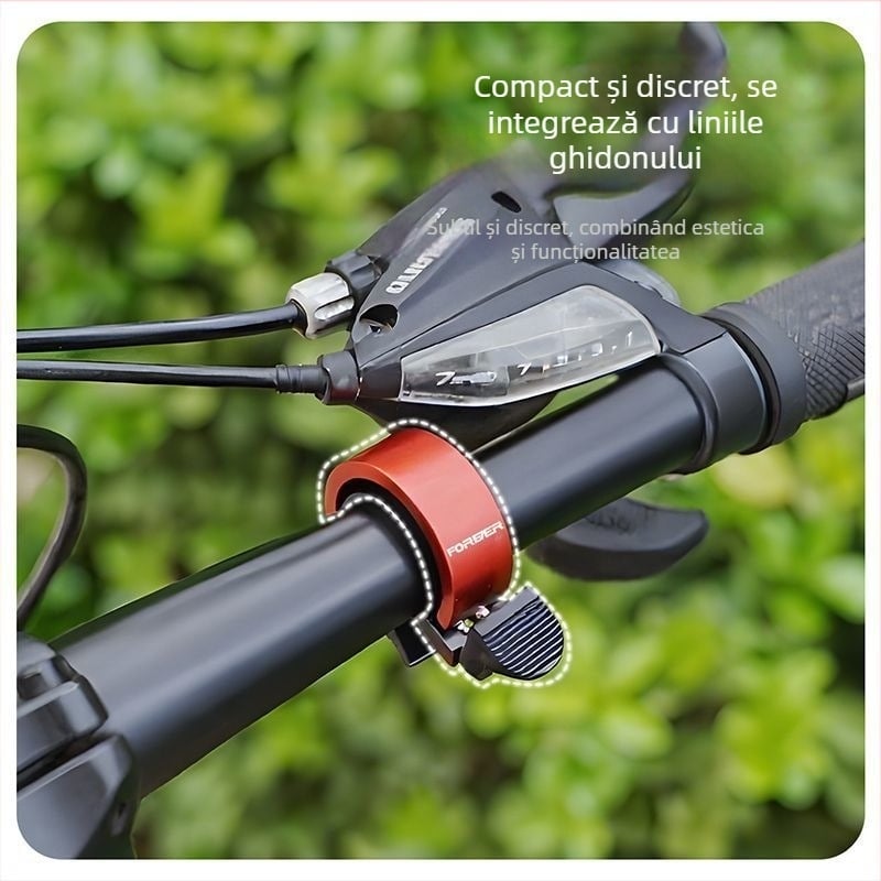 Clopoțel pentru bicicletă din aliaj de aluminiu, montaj invizibil pe partea stângă, compatibil cu biciclete de munte și de oraș, universal