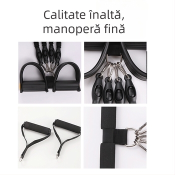 Dispozitiv de rezistență cu pedală, patru țevi, pentru abdomen, cu șase corzi elastice groase