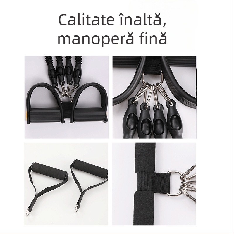 Dispozitiv de rezistență cu pedală, patru țevi, pentru abdomen, cu șase corzi elastice groase