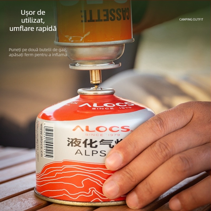 Valvă de cilindru de gaz din alamă și adaptor de umflare – accesorii pentru plite de camping