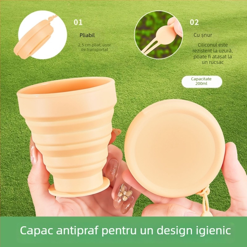 Pahar pliabil din silicon pentru apă – portabil pentru călătorii și camping