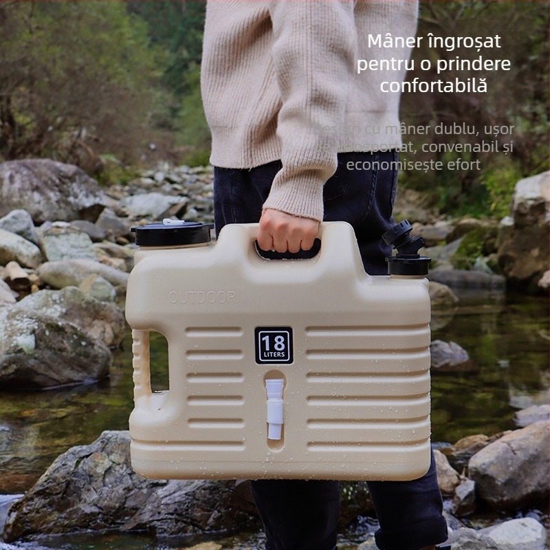 Găleată de apă de calitate alimentară pentru exterior, 12L/18L, portabilă pentru camping și transport cu mașina