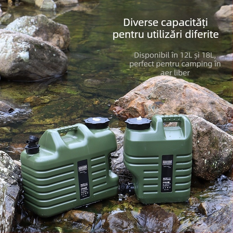 Găleată de apă de calitate alimentară pentru exterior, 12L/18L, portabilă pentru camping și transport cu mașina