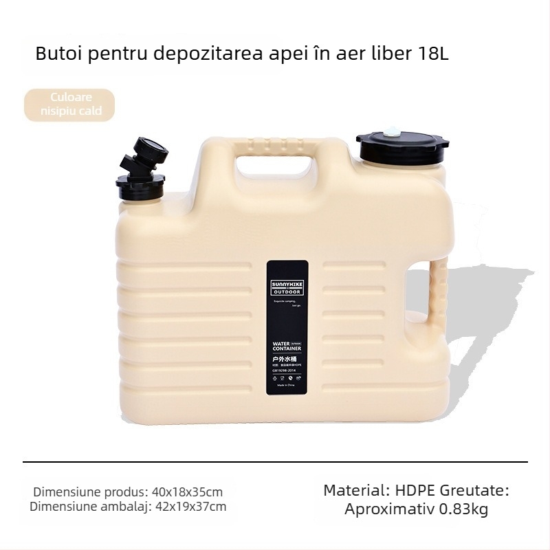 Găleată de apă de calitate alimentară pentru exterior, 12L/18L, portabilă pentru camping și transport cu mașina