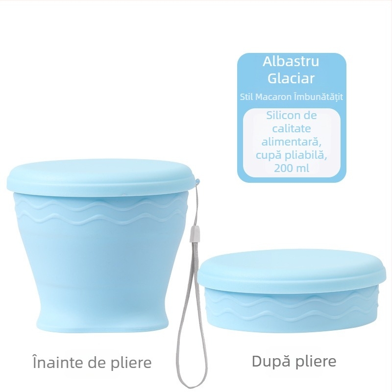Cană pliabilă din silicon alimentar, portabilă, rezistentă la temperaturi înalte, pentru exterior, călătorii și clătirea gurii