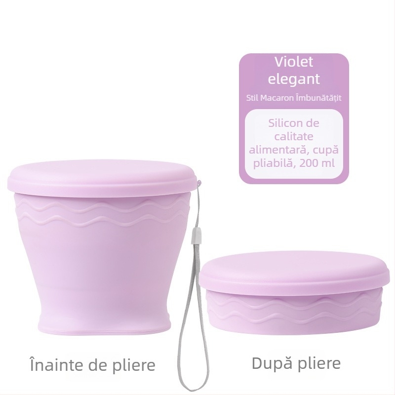 Cană pliabilă din silicon alimentar, portabilă, rezistentă la temperaturi înalte, pentru exterior, călătorii și clătirea gurii