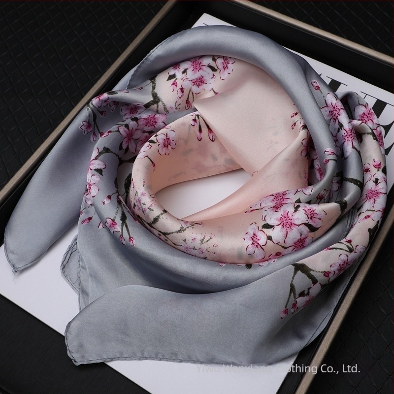 Șal elegant, în stil național chinezesc, imitatie de mătase, 70×70 cm, pătrat, fular de gât