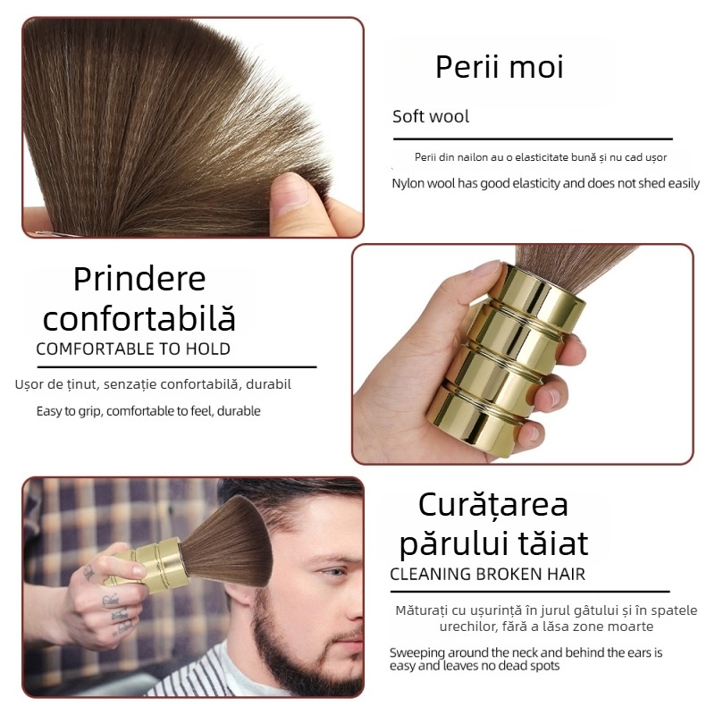 Perie de curățare a părului pentru frizerie, perie de coafare, perie pentru gât