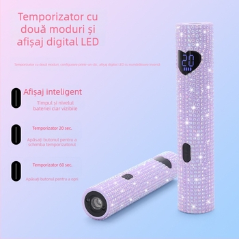 Lampă inteligentă pentru unghii, în formă de inimă cu diamant, lampă de manichiură portabilă, iluminare focalizată, uscător cu fototerapie