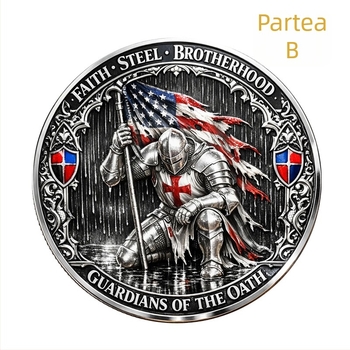 Monedă militară americană – Monedă omagială a Legiunii Cruciade, Monedă de cavaler, Războinic în genunchi (transfrontalier)
