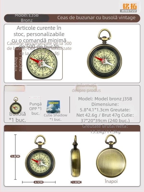 Busolă mini pentru exterior, cu precizie înaltă – pandantiv pentru camping și studenți