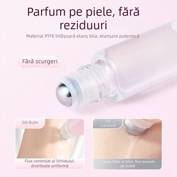 Sticluță roll-on transparentă, capac roz auriu, 1 ml/2 ml/3 ml, pentru ulei esențial și parfum.