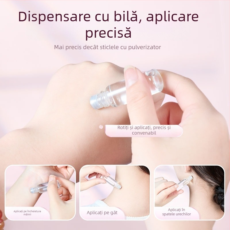 Sticluță roll-on transparentă, capac roz auriu, 1 ml/2 ml/3 ml, pentru ulei esențial și parfum.