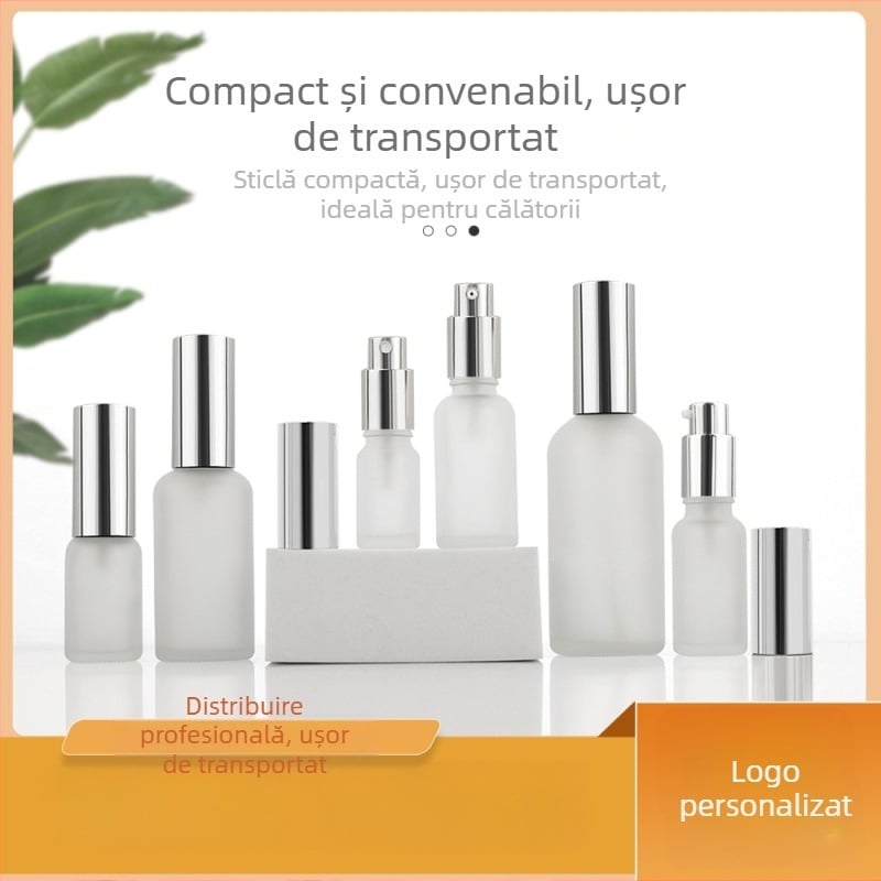 Sticlă mată pentru ulei esențial, 5–100 ml, duză de pulverizare, probă de parfum