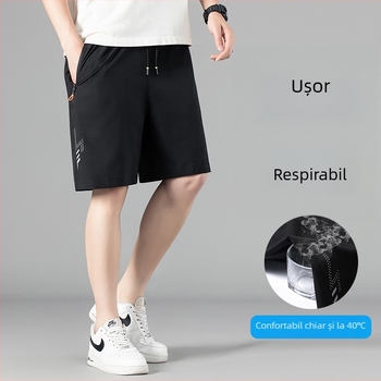 Șorturi de vară pentru bărbați 2026, croi lejer, uscare rapidă, respirabile, lungime medie, material Ice Silk, stil sportiv-casual