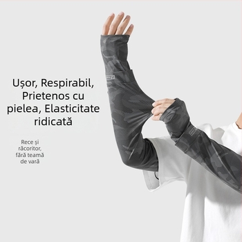 Set protecție solară vară: mască pentru față și manșete pentru brațe, pentru ciclism, pescuit și condus; mărime plus pentru bărbați și femei; material nylon-ice silk