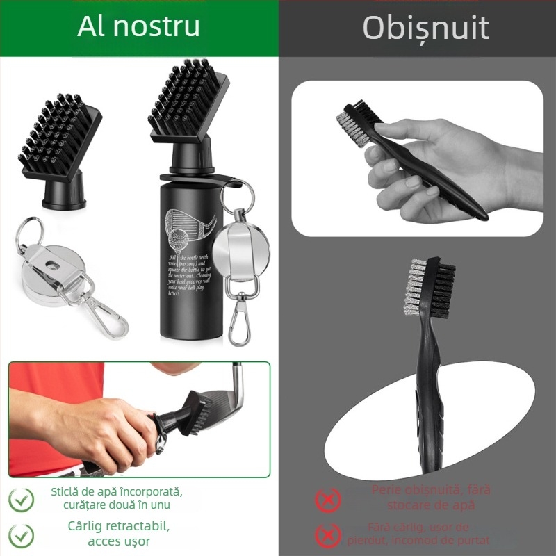 Model clasic: Perie de curățare golf cu pulverizare de apă, tip apăsare, pentru caneluri mingii de golf