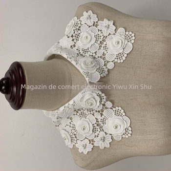 Guler detașabil cu broderie solubilă în apă, guler decorativ pentru cămăși și pulovere pentru toamnă și iarnă