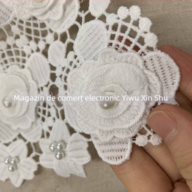 Guler detașabil cu broderie solubilă în apă, guler decorativ pentru cămăși și pulovere pentru toamnă și iarnă