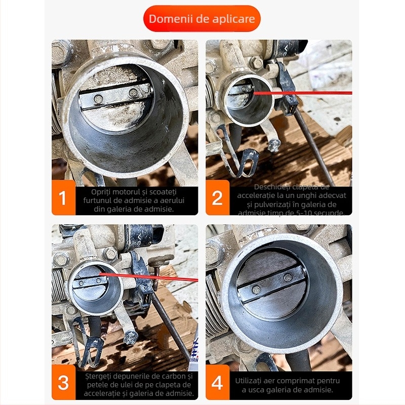 Curățător de carburator pentru motociclete, curăță supapa choke și vana de accelerație, elimină depunerile de ulei și depunerile de carbon