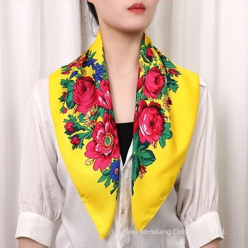 Șal în stil chinezesc, cu textură de tip bumbac, imprimat, pentru femei de vârstă mijlocie și în vârstă, pătrat, 70 cm, protecție solară, antiderapant, confortabil și moale