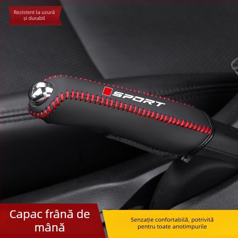 Capac pentru frână de mână din piele autentică, antiderapant, capac pentru schimbătorul de viteze și capac de praf – accesorii pentru interiorul auto